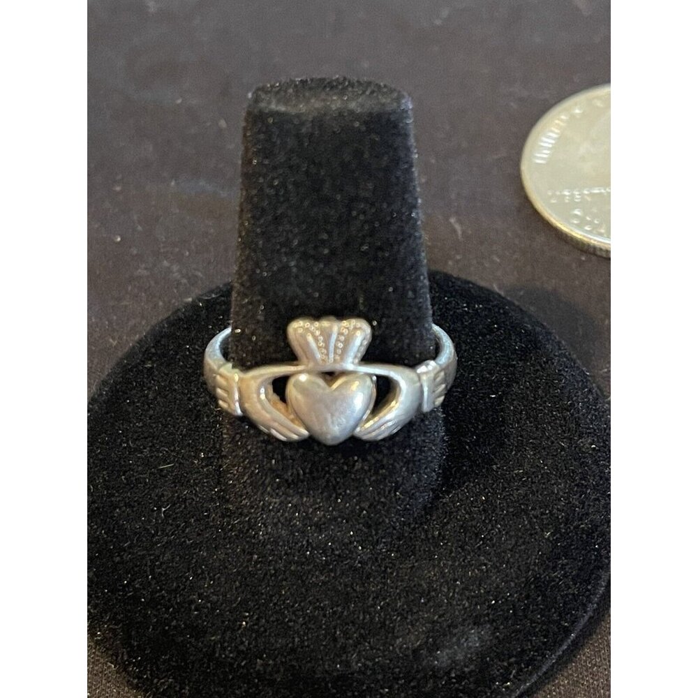 Sterling Silver Irish Claddagh Friendship Heart Crown Ring Size 7 3/4